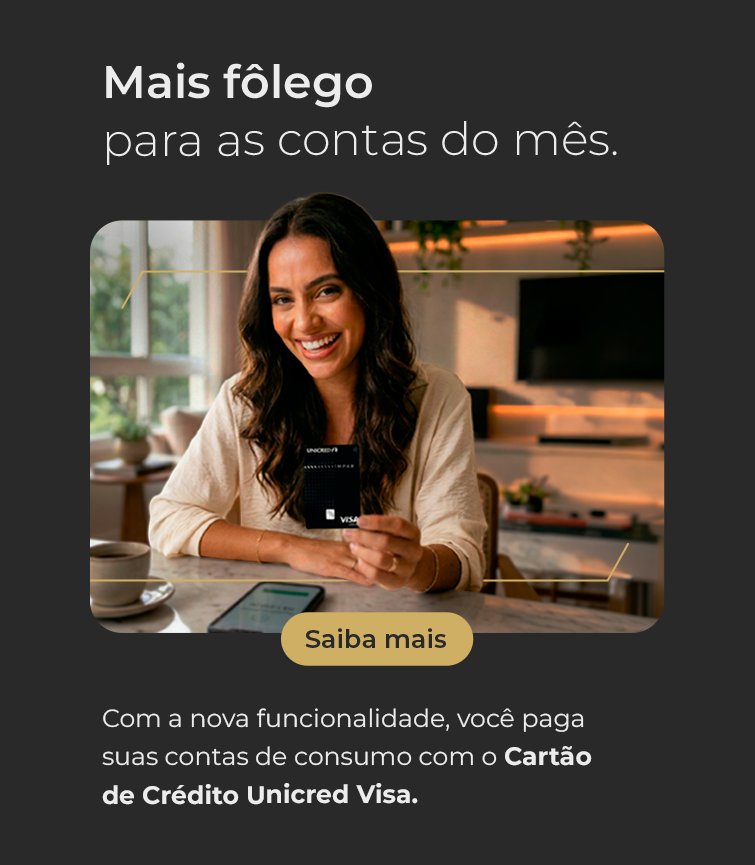 Aplicativo Unicred ganha funcionalidade de pagamento de boletos com cartão de crédito 