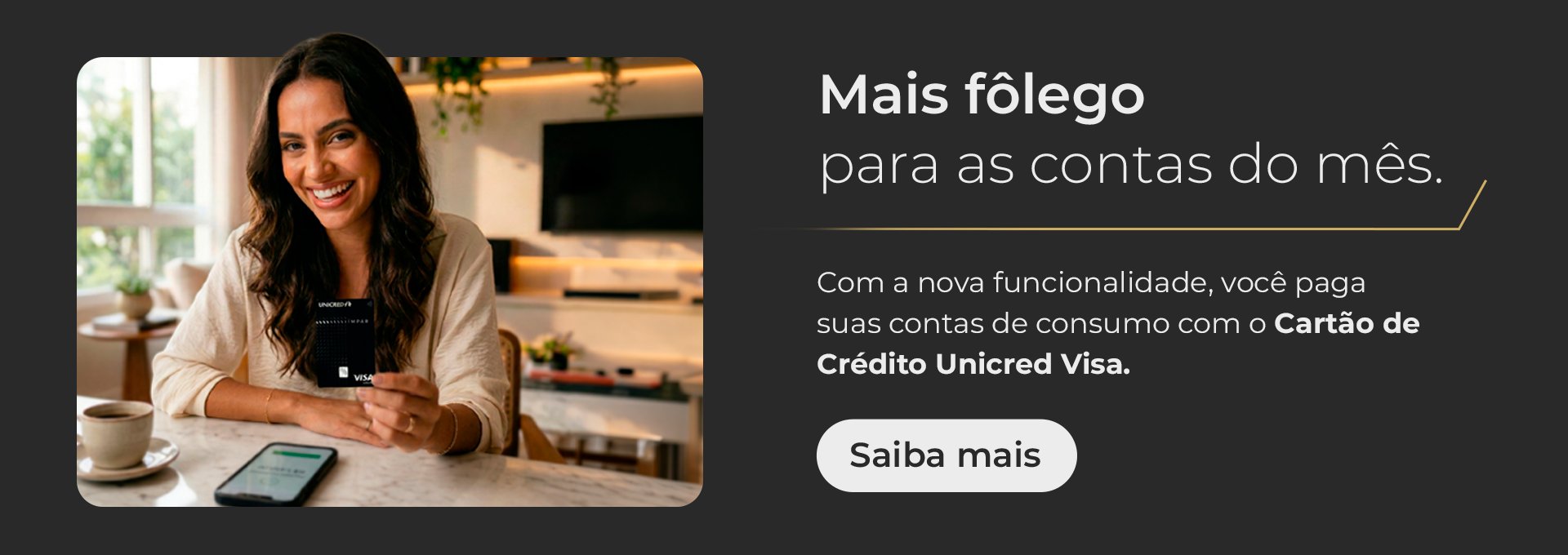 Aplicativo Unicred ganha funcionalidade de pagamento de boletos com cartão de crédito 